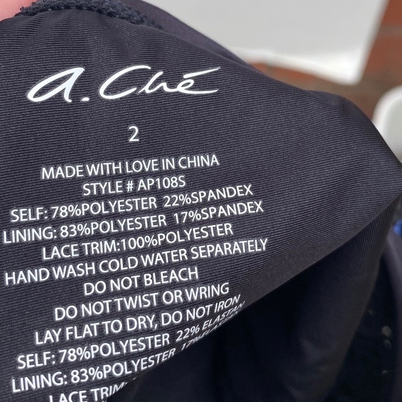 NWT A. Che Womens size 2 Simone Maillot One-Piece black swimsuit black swimsuit - Picture 9 of 9